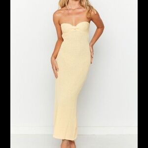 Beginning Boutique Strapless Yellow Maxi Cover-Up Dress